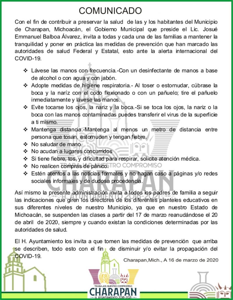 MEDIDAS DE PREVENCIÓN ANTE EL CORONAVIRUS (COVID-19)