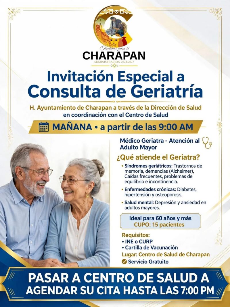 INVITACIÓN ESPECIAL A CONSULTA DE GERIATRÍA