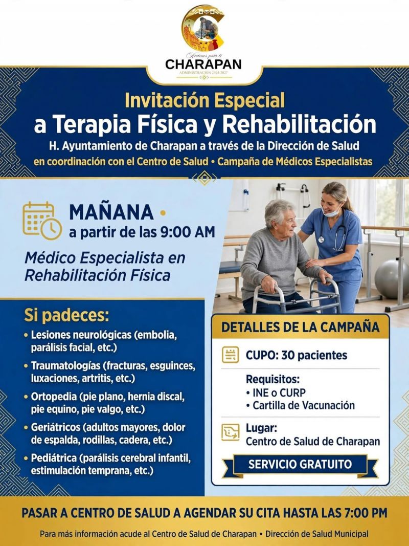 INVITACIÓN A TERAPIA FÍSICA Y REHABILITACIÓN