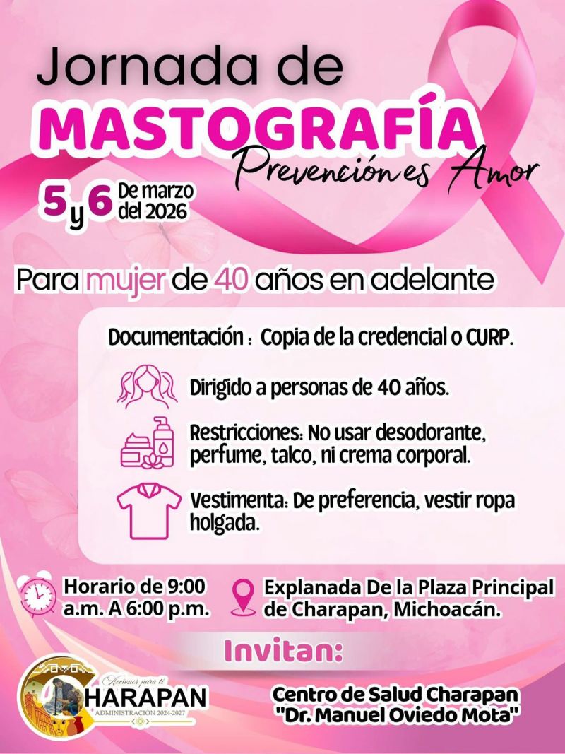 JORNADA DE MASTOGRAFIAS GRATUITAS PARA MUJERES MAYORES DE 40 AÑOS